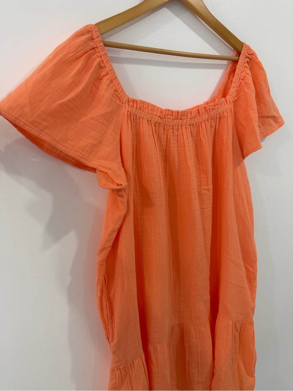Gap‎ Square Neck Cotton Mini Dress Paradise Peach XL - Picture 2 of 5